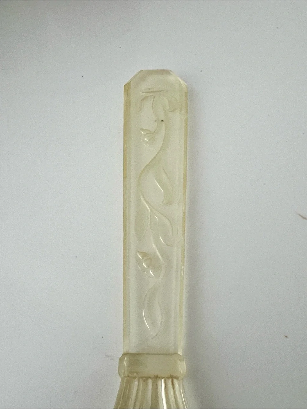 Vintage Lucite Hand Mirror with Floral Design